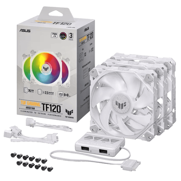 Asus TUF Gaming TF120 ARGB Fan White Edition - Triple Fan Kit with ARGB Controller 90DA0033-B09030 - ESP-Tech